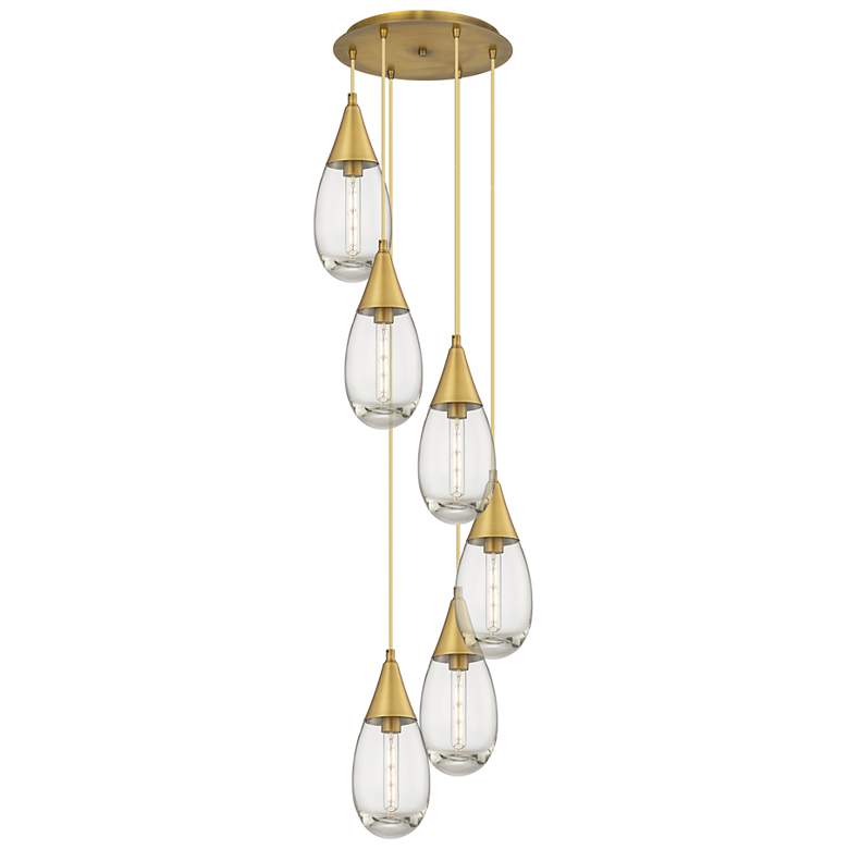 Image 1 Innovations Lighting Newton 38" Wide 6-Light Brushed Brass Pendant