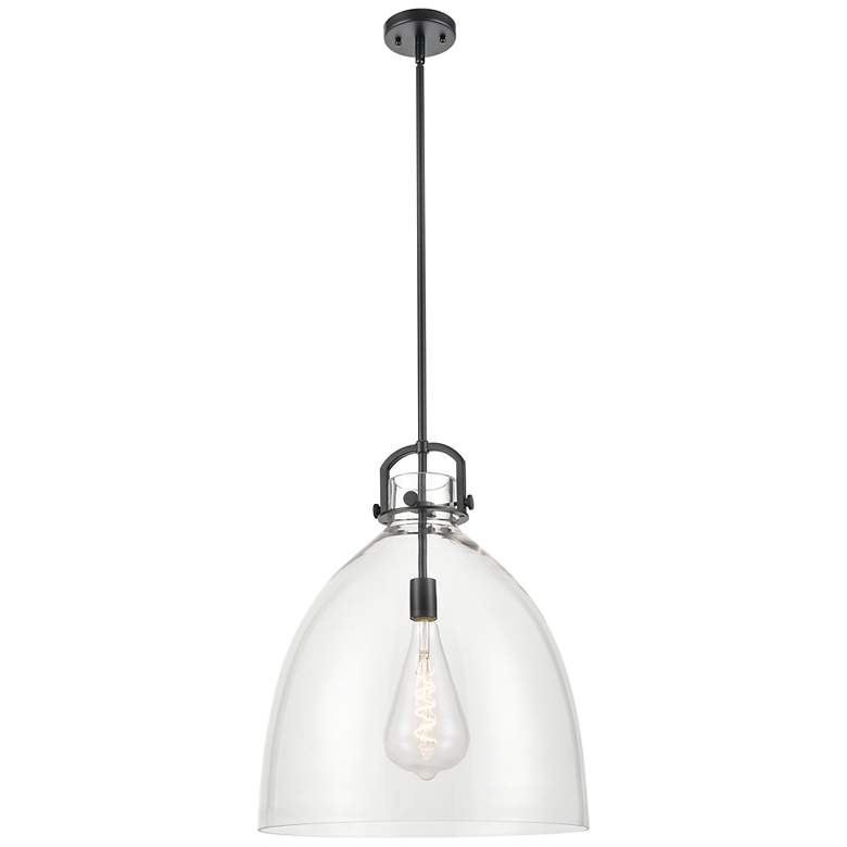 Image 1 Innovations Lighting Newton Bell 18" Matte Black Clear Glass Pendant