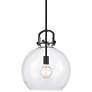 1_Innovations Lighting Newton Sphere 14" Black and Clear Glass Pendant