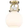 Innovations Lighting Newton Sphere 8" Brass White Glass Ceiling Light