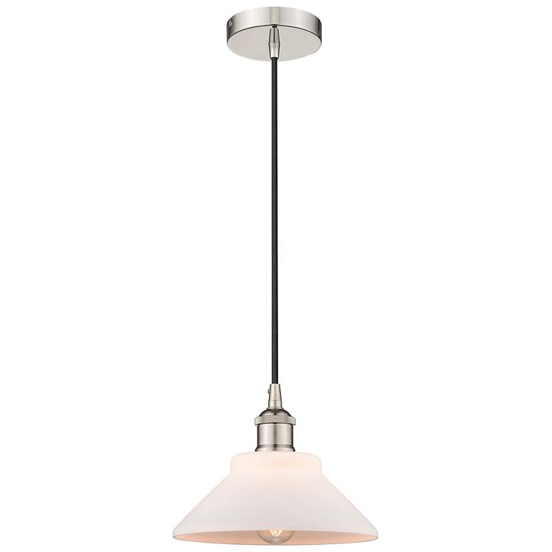 Image 1 Innovations Lighting Orwell 8 1/2" Nickel and White Glass Mini Pendant
