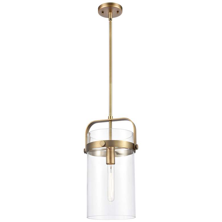Image 1 Innovations Lighting Pilaster 9 1/4" Brass and Clear Glass LED Pendant
