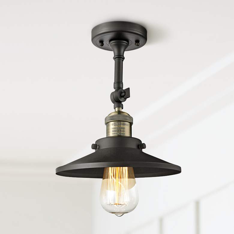 Image 1 Innovations Lighting Railroad 8" Black Brass Adjustable Ceiling Light