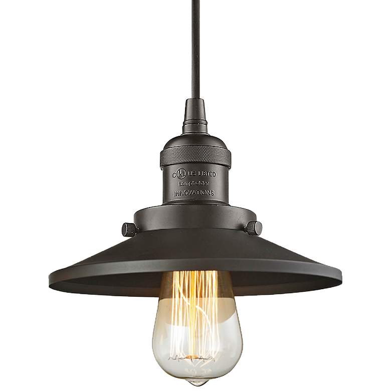 Image 4 Innovations Lighting Railroad 8 inch Wide Oil-Rubbed Bronze Mini Pendant more views