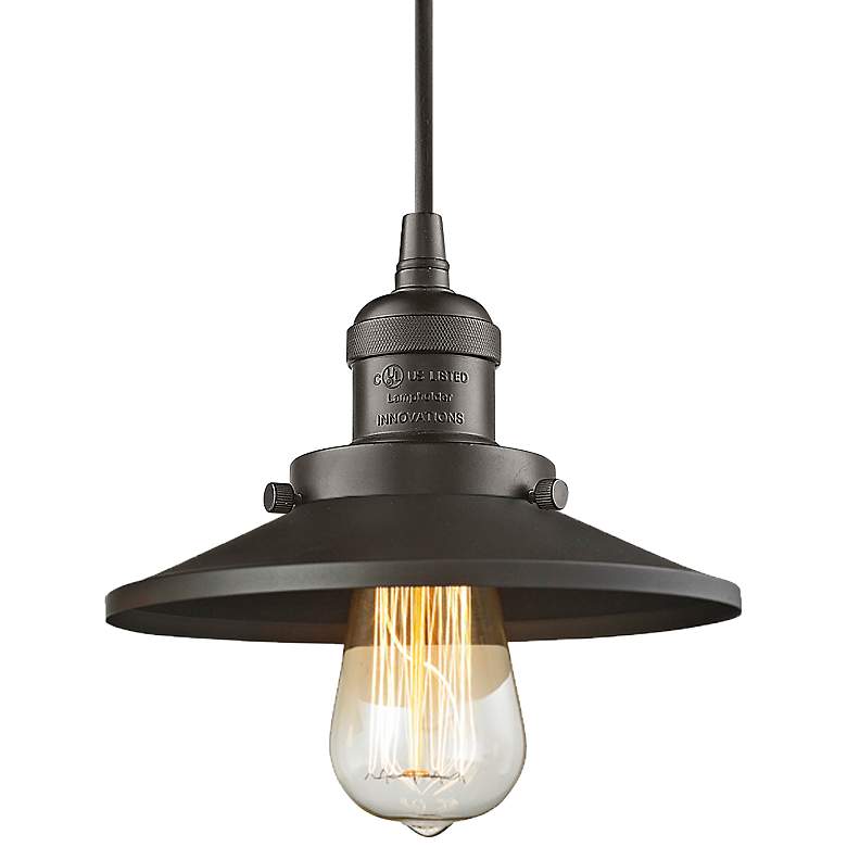 Image 4 Innovations Lighting Railroad 8" Wide Oil-Rubbed Bronze Mini Pendant more views