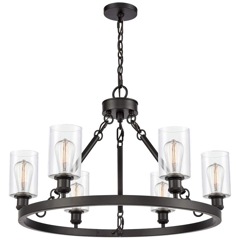 Image 1 Innovations Lighting Saloon 30" Black and Clear Glass Ring Chandelier