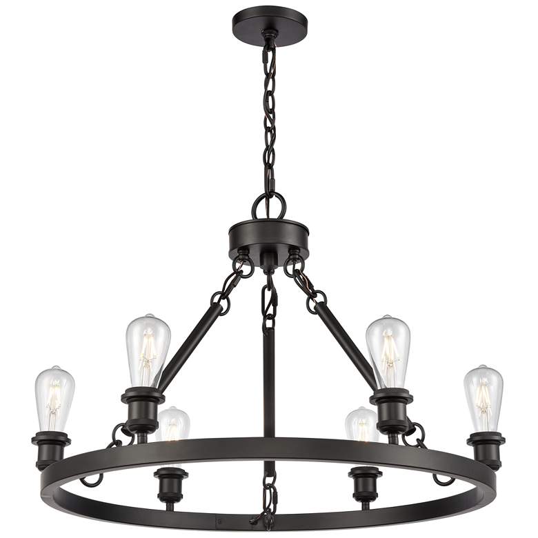 Image 1 Innovations Lighting Saloon 30" Black Ring Chandelier with LED Bulbs
