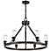 Innovations Lighting Saloon 30" Black Ring Chandelier with LED Bulbs