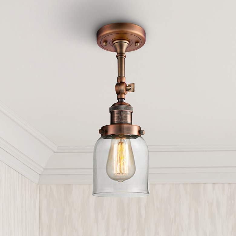 Image 1 Innovations Lighting Small Bell 5" Copper Adjustable Ceiling Light