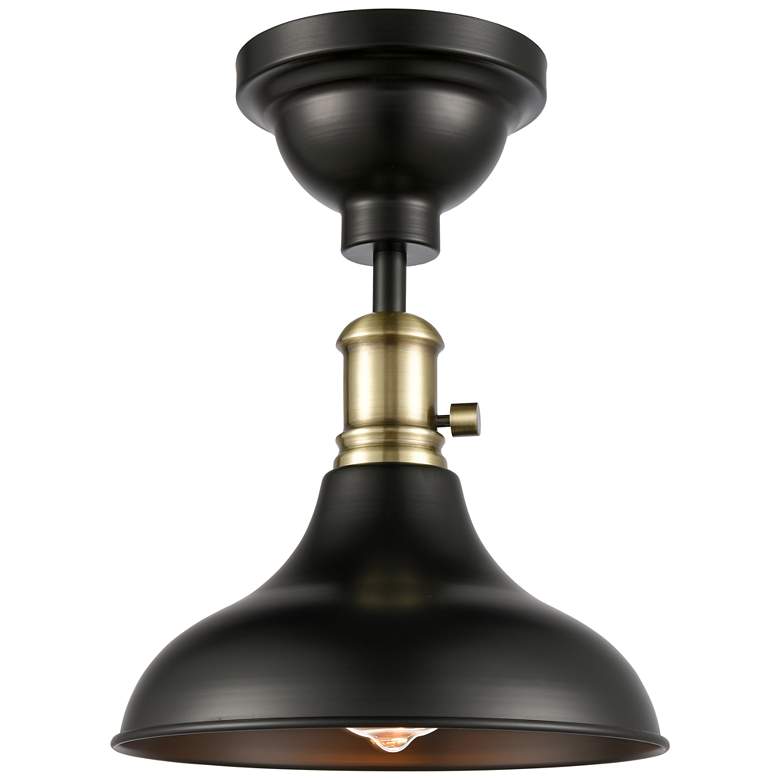 Image 1 Innovations Metro 10 inch Black and Antique Brass Flushmount Ceiling Light