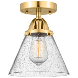 Innovations Nouveau 8" Wide Satin Gold Seeded Glass Ceiling Light
