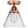Innovations Nouveau Cone 8" Wide LED Copper Clear Glass Ceiling Light
