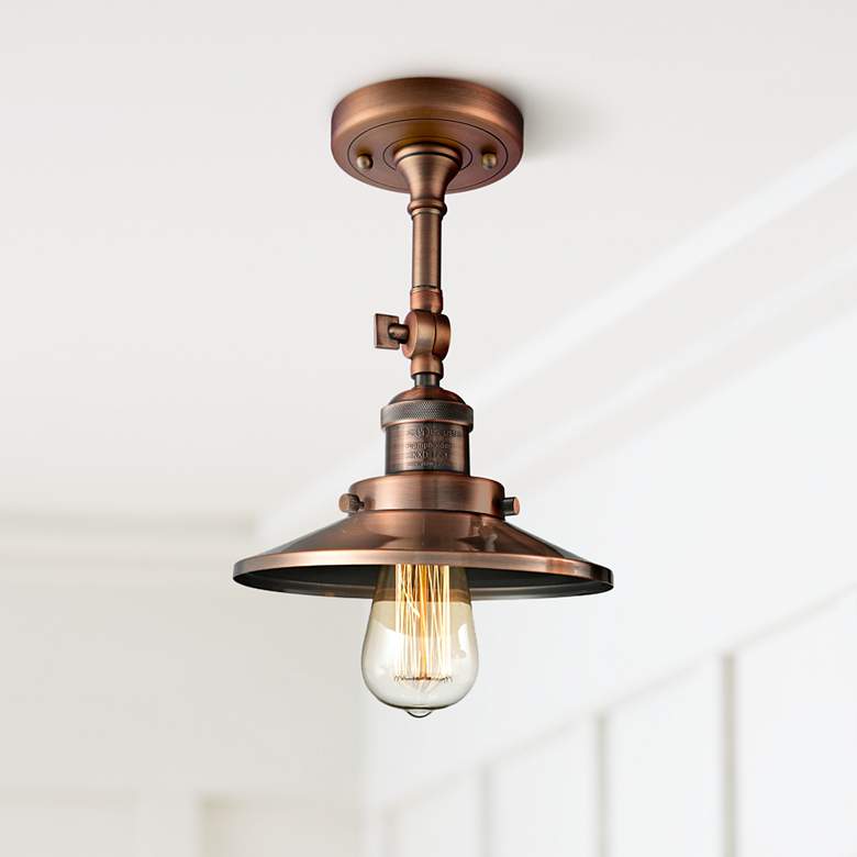 Image 1 Innovations Railroad 8" Wide Antique Copper Adjustable Ceiling Light