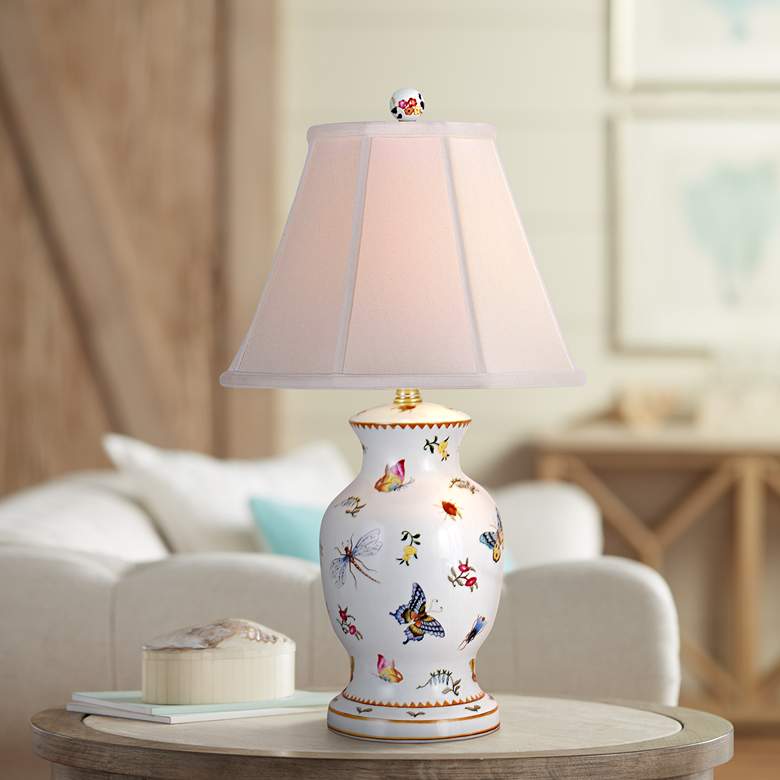 Image 1 Insects And Flowers Porcelain Vase Table Lamp