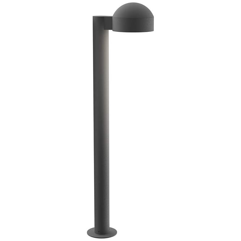 Image 1 Inside Out REALS 28 inch LED Bollard - Textured Gray - Dome Cap and Plate 