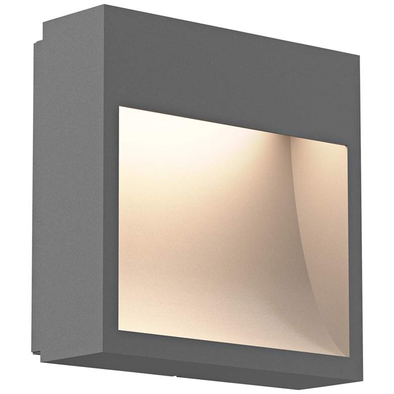 Image 1 Inside Out Square Curve 7"H Gray LED Outdoor Wall Light