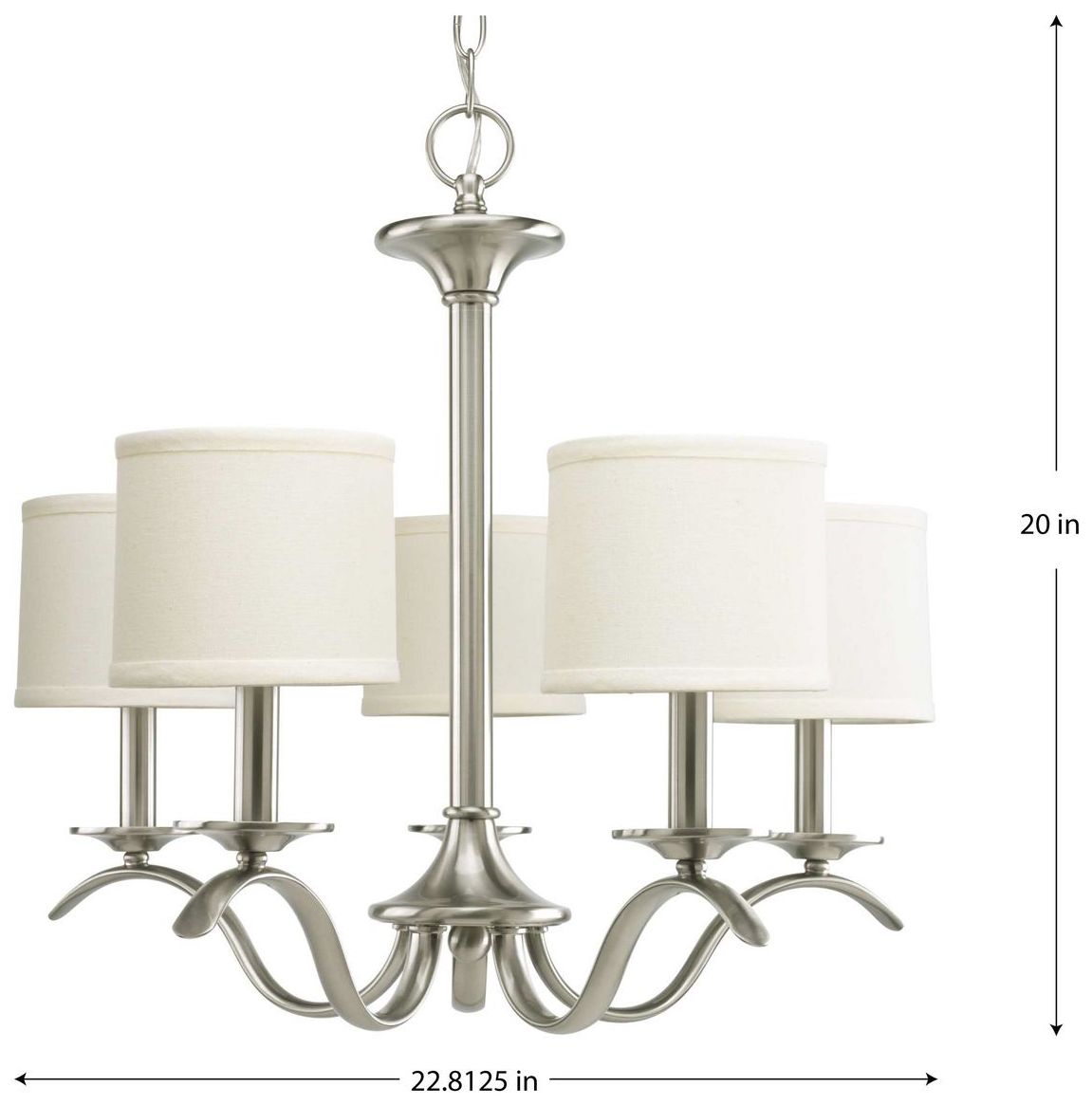 Image 3 Inspire Collection Five-Light Off-White Linen Shade Chandelier Light more views