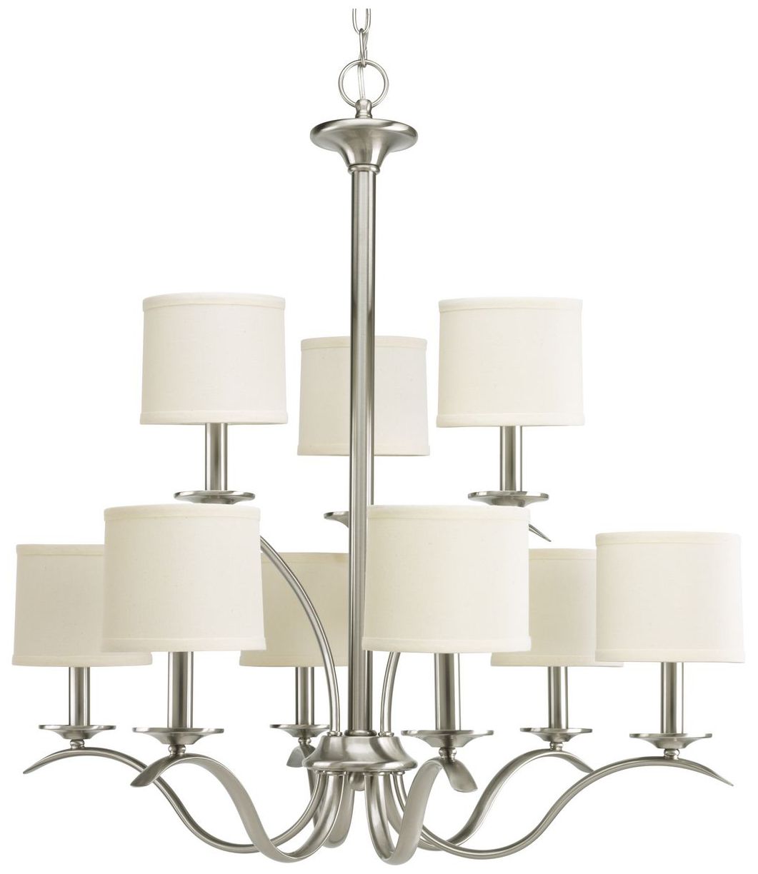 Inspire Collection Nine-Light Off-White Linen Shade Chandelier Light