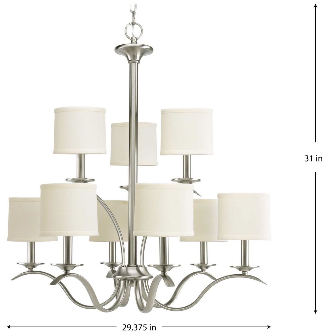 Image 4 Inspire Collection Nine-Light Off-White Linen Shade Chandelier Light more views