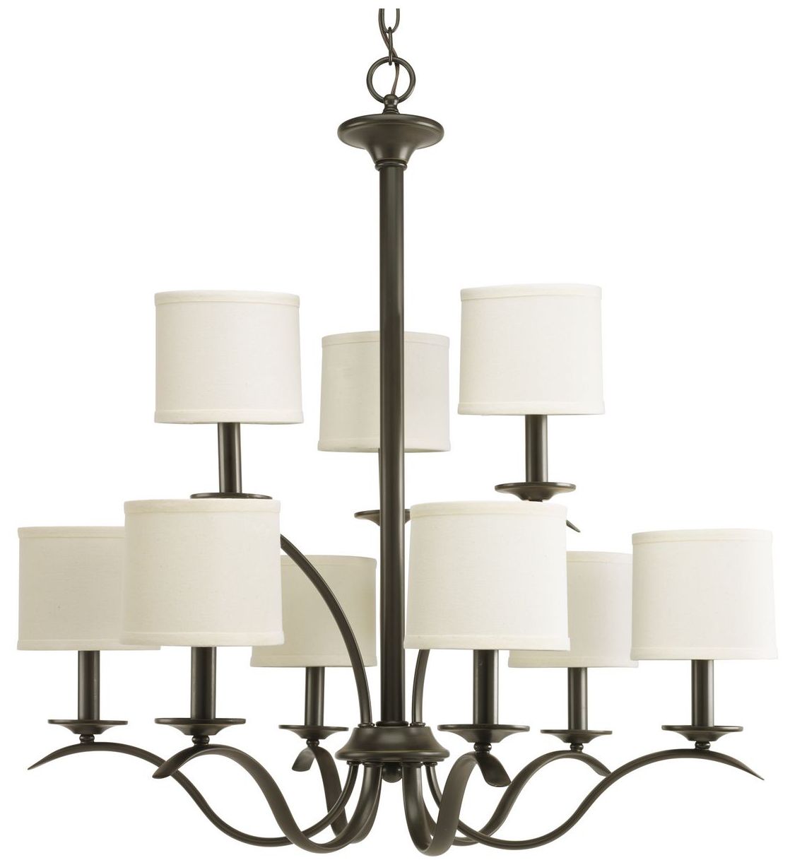 Inspire Collection Nine-Light Off-White Linen Shade Chandelier Light