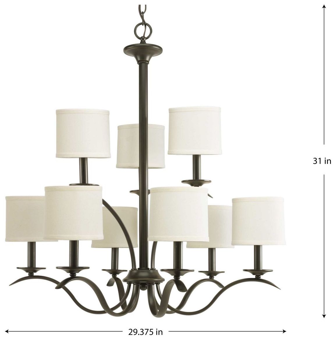 Image 4 Inspire Collection Nine-Light Off-White Linen Shade Chandelier Light more views