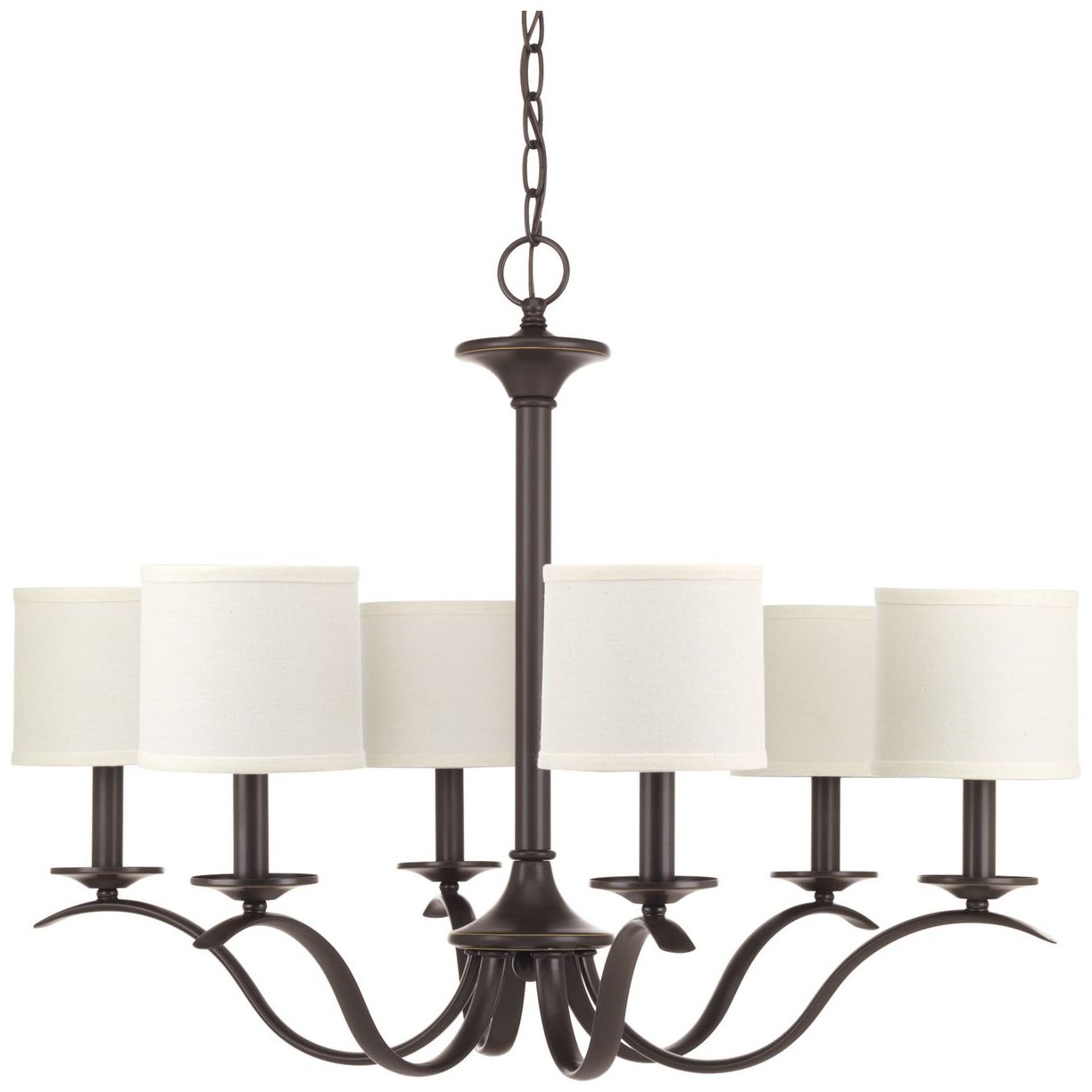 Inspire Collection Six-Light White Linen Shade Chandelier Light