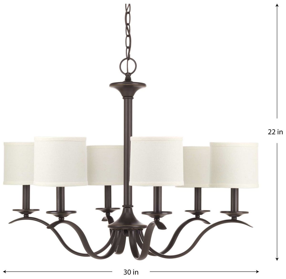 Image 3 Inspire Collection Six-Light White Linen Shade Chandelier Light more views