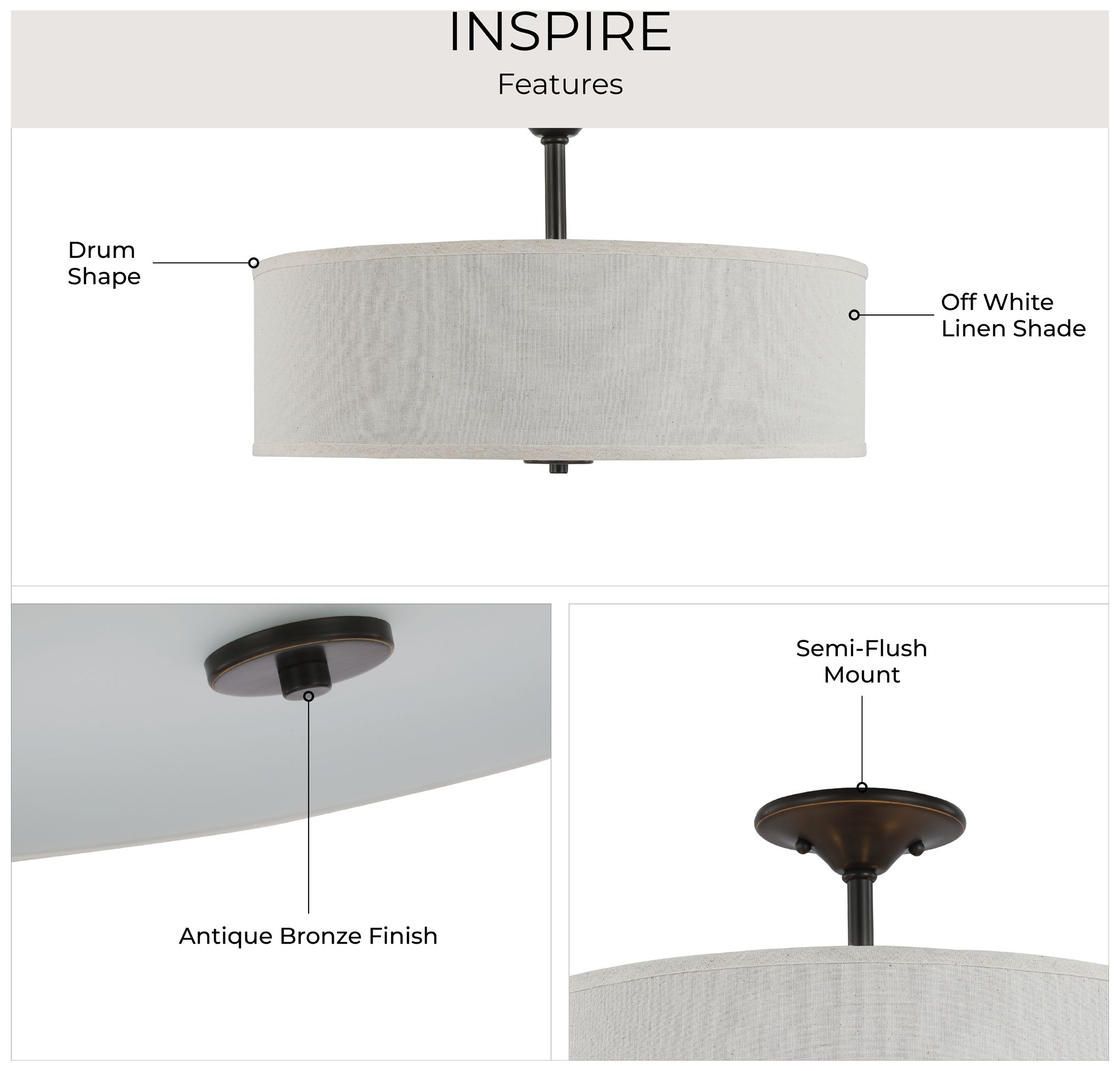Image 5 Inspire Collection Three-Light 18" Semi-Flush Mount P350168 more views