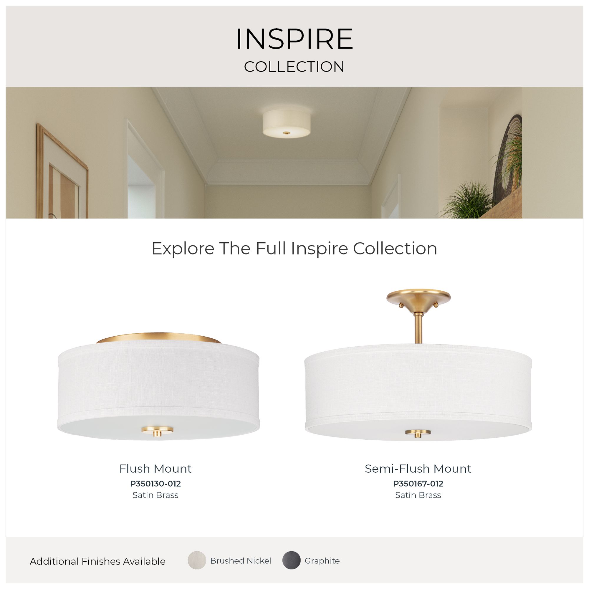 Inspire Collection Three-Light 18" Semi-Flush Mount P350167