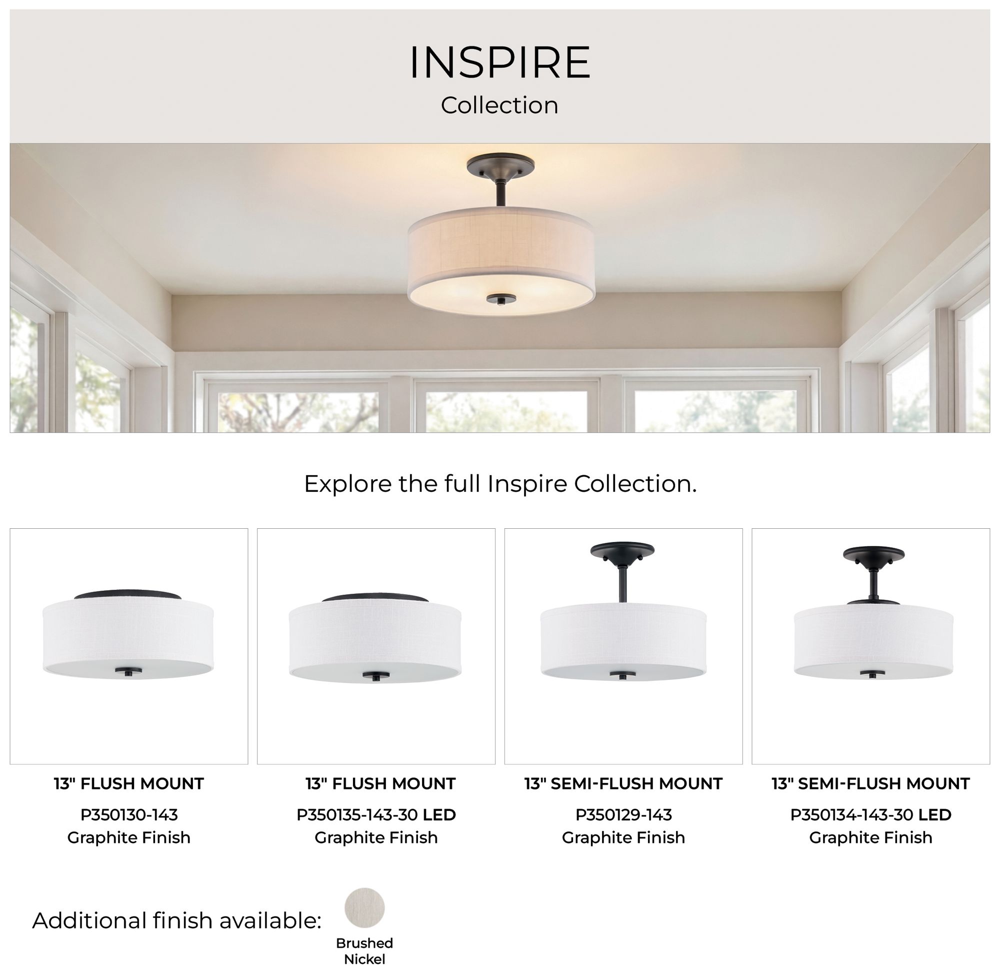 Inspire Collection Three-Light 18" Semi-Flush Mount P350167