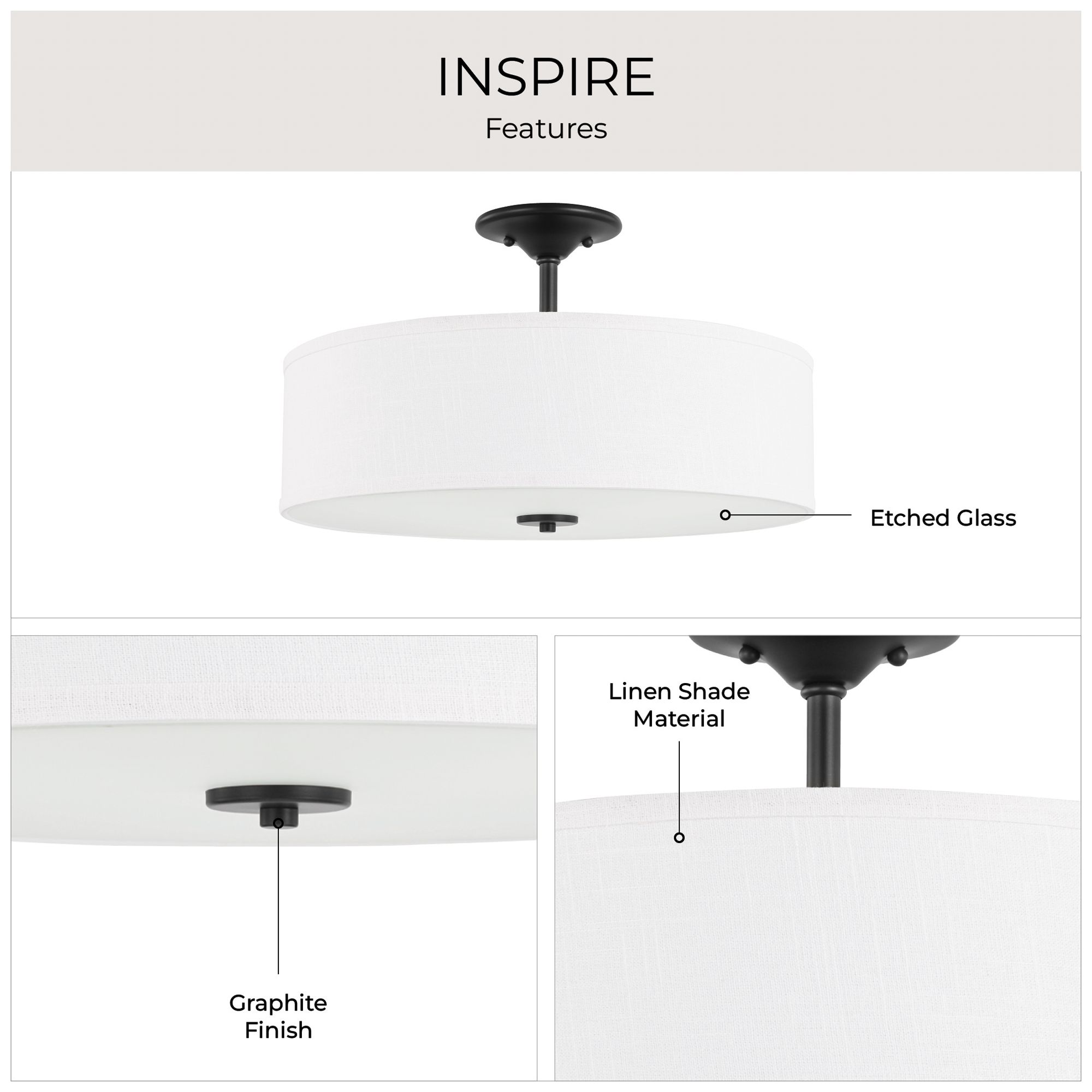 Image 4 Inspire Collection Three-Light 18" Semi-Flush Mount P350167 more views
