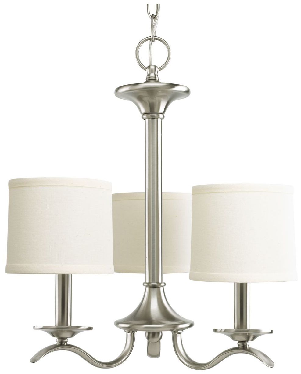 Inspire Collection Three-Light Off-White Linen Shade Chandelier Light