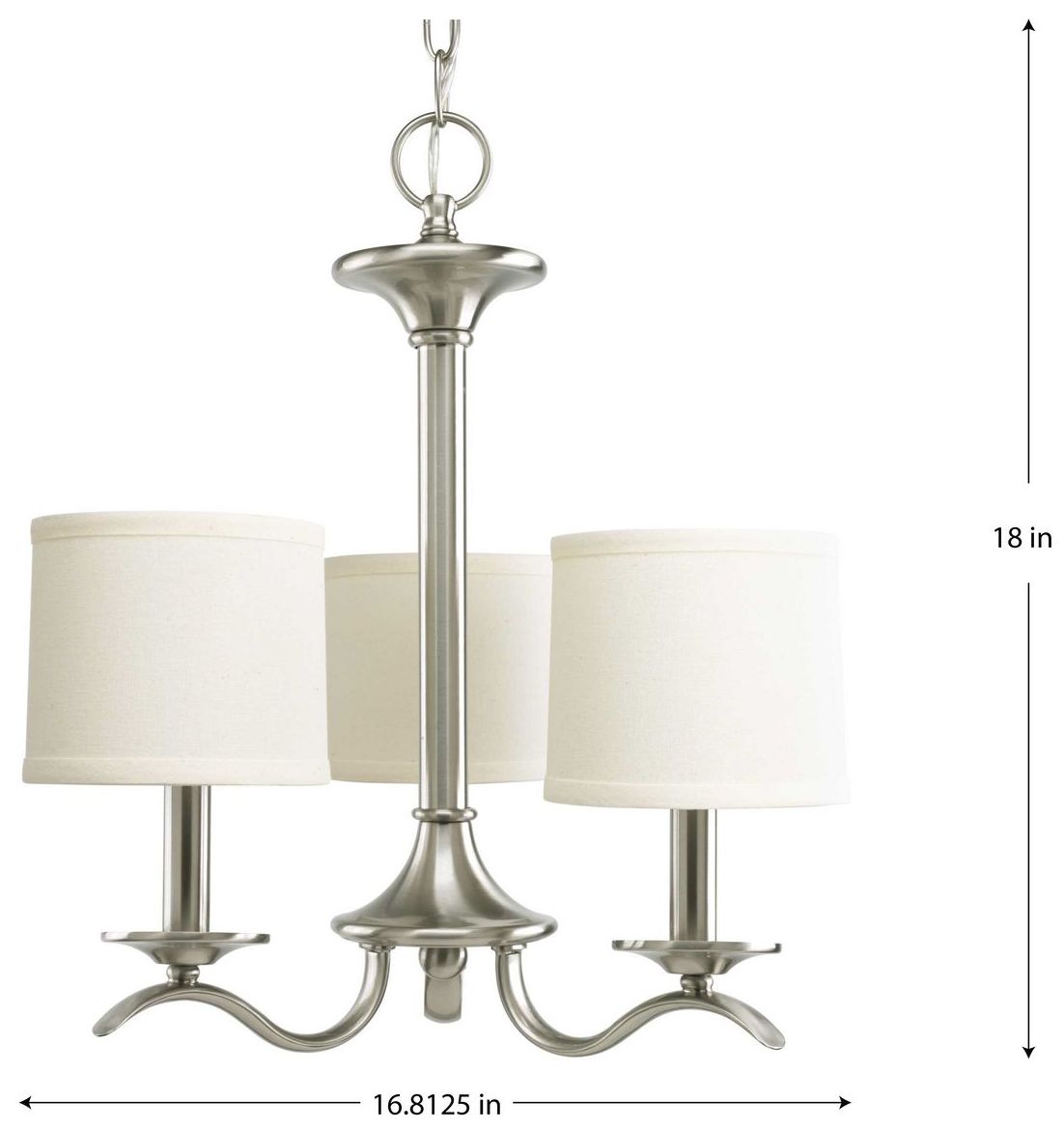 Image 2 Inspire Collection Three-Light Off-White Linen Shade Chandelier Light more views
