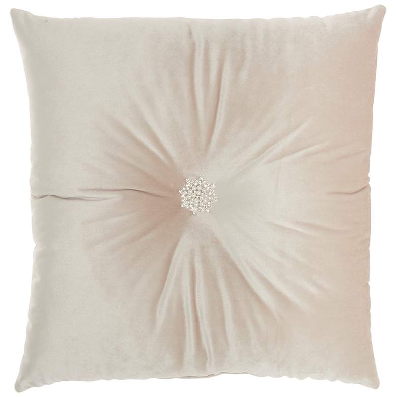 Image 2 Inspire Me! Home Decor Ivory Center Brooch 18 inch Square Pillow