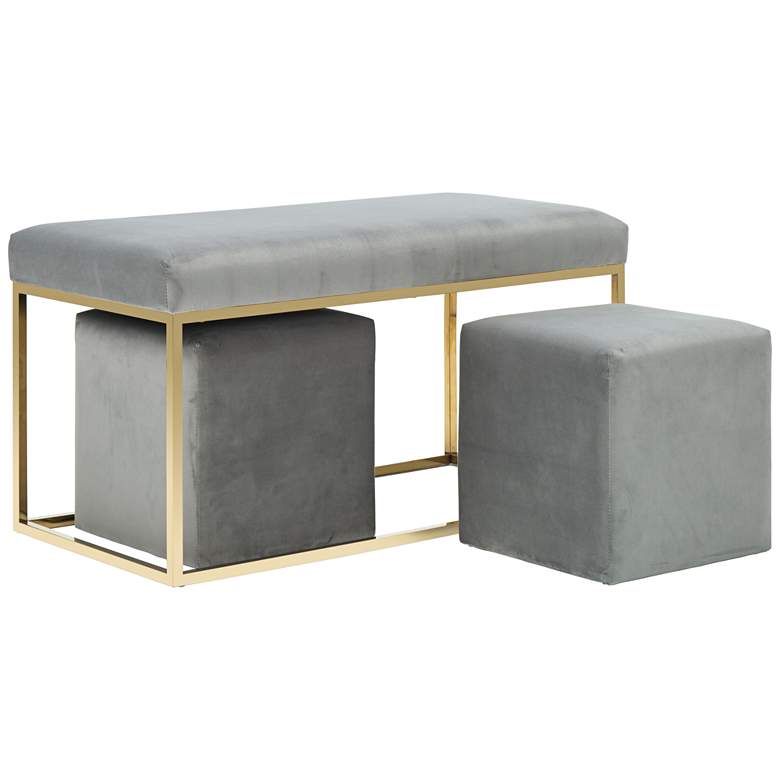 Image 1 Inspire Me! Home Decor Lila Tri 3-Piece Velvet Bench Set