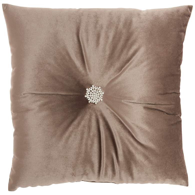Image 2 Inspire Me! Home Decor Taupe Center Brooch 18" Square Pillow