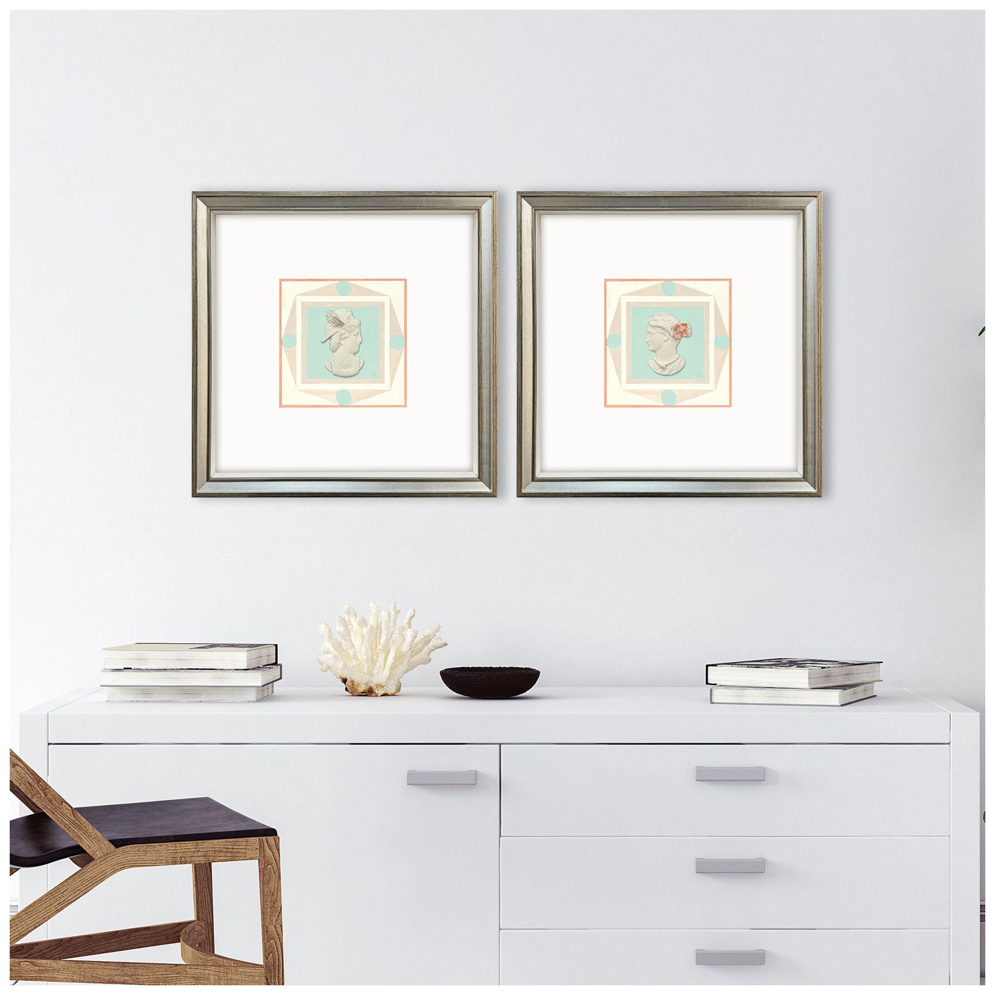 Image 4 Intaglio Busts 18"W x 18"H Framed Art Set of 2 more views