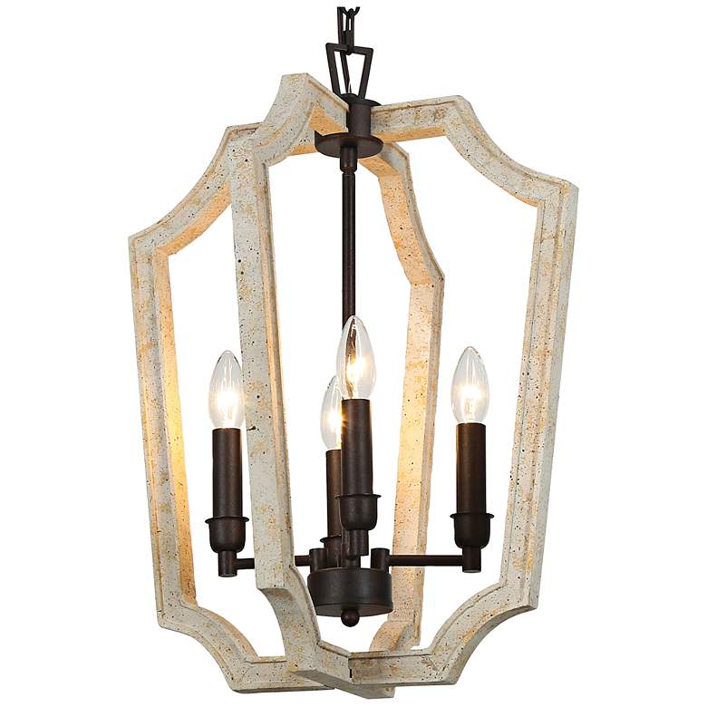 Image 1 Integrifolia 16" Wide Distressed White 4-Light Chandelier