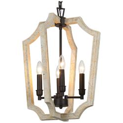 Integrifolia 16" Wide Distressed White 4-Light Chandelier