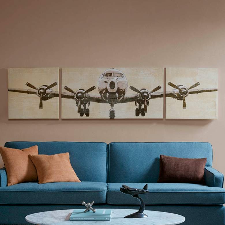 Image 1 Intelligent Design Flight Time 3-Piece Canvas Wall Art Set
