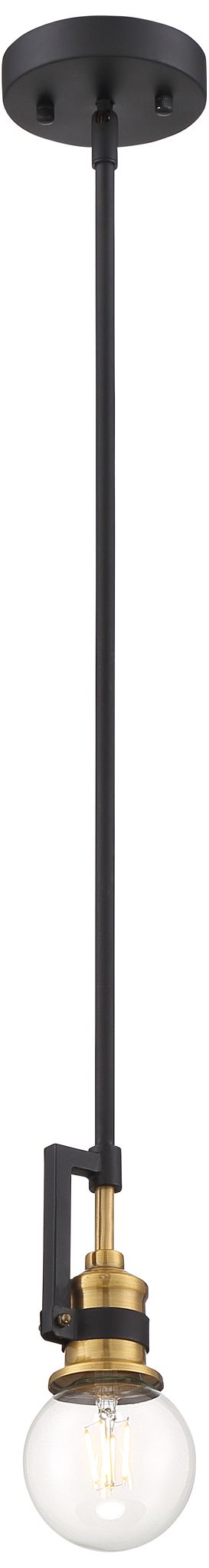 Image 4 Intention; 1 Light; Mini Pendant Fixture; Warm Brass and Black Finish more views