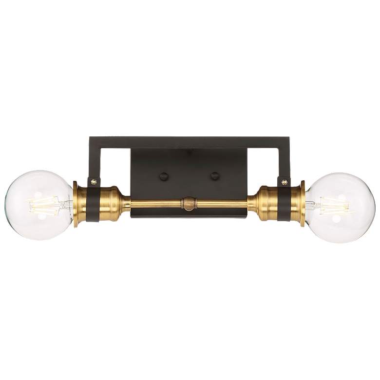 Image 1 Intention; 2 Light; Vanity; Warm Brass and Black Finish
