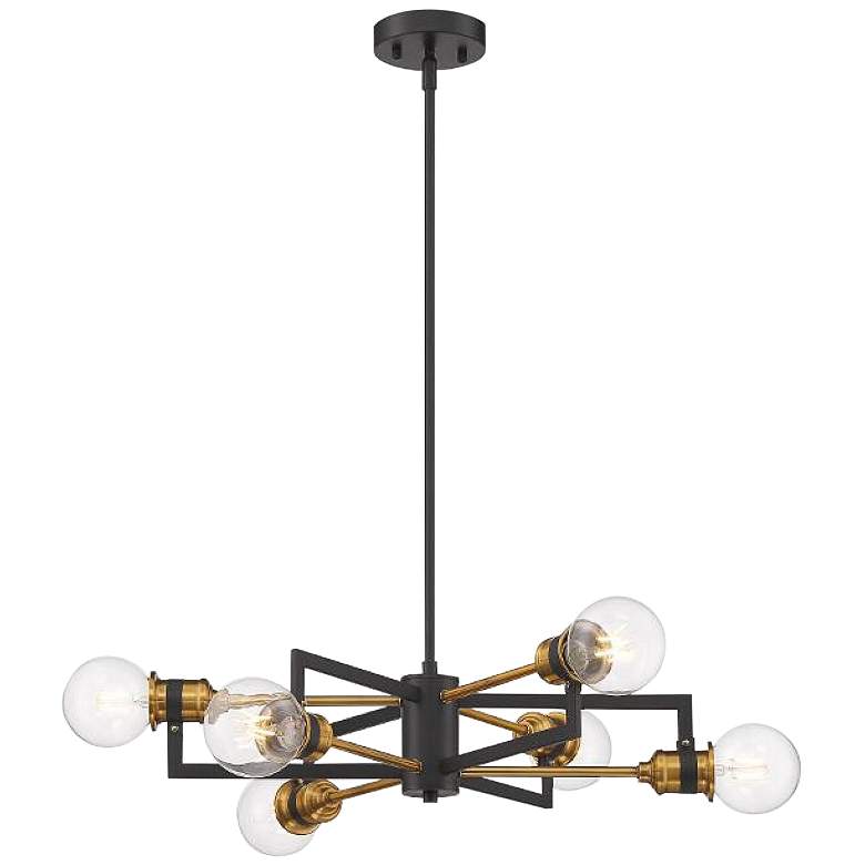 Image 2 Intention 23 1/2 inch Wide Black and Brass Modern Pendant Chandelier Light