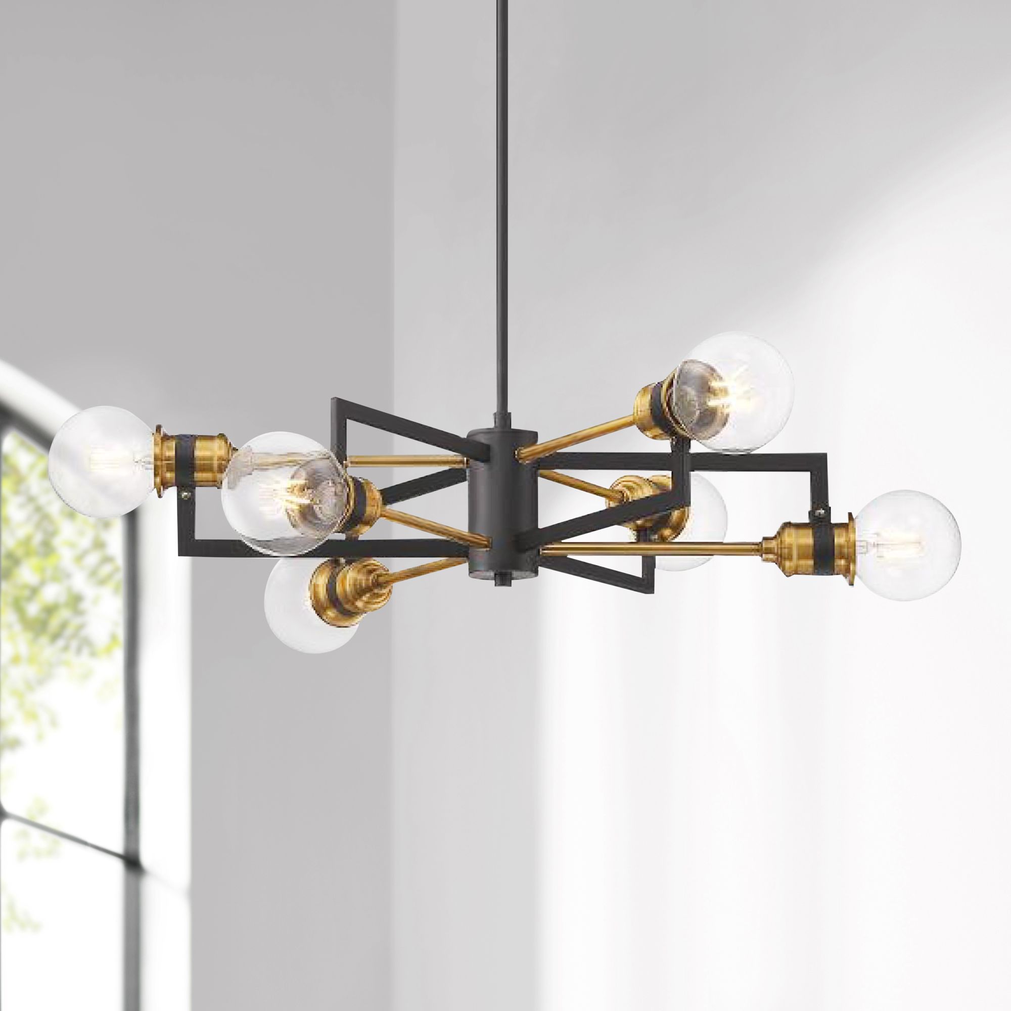 Modern black and store brass chandelier