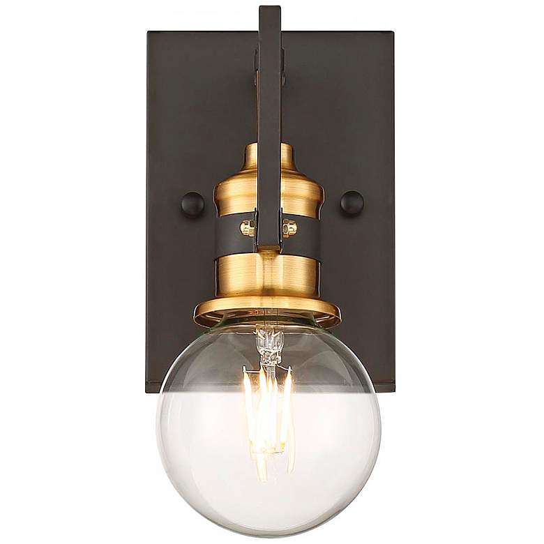 Image 3 Intention 6 1/2" High Warm Brass and Black Wall Sconce more views