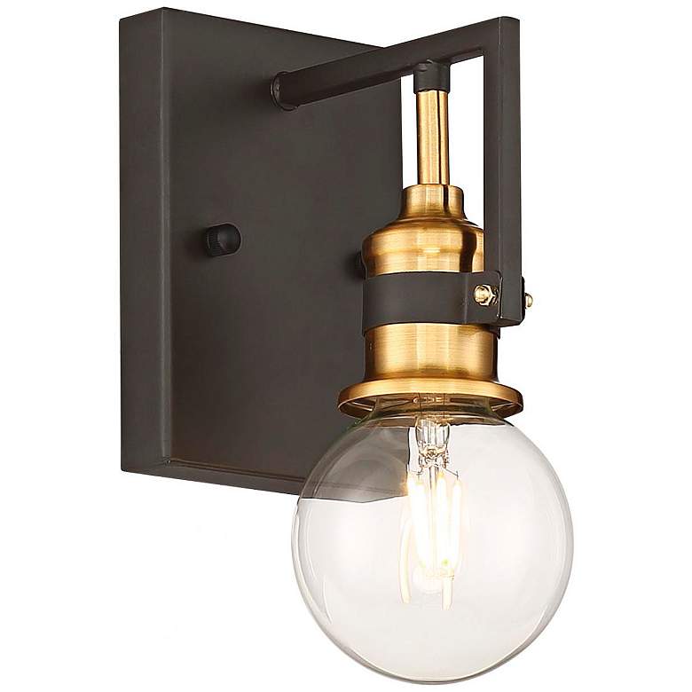 Image 4 Intention 6 1/2" High Warm Brass and Black Wall Sconce more views