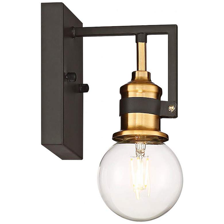 Image 5 Intention 6 1/2" High Warm Brass and Black Wall Sconce more views