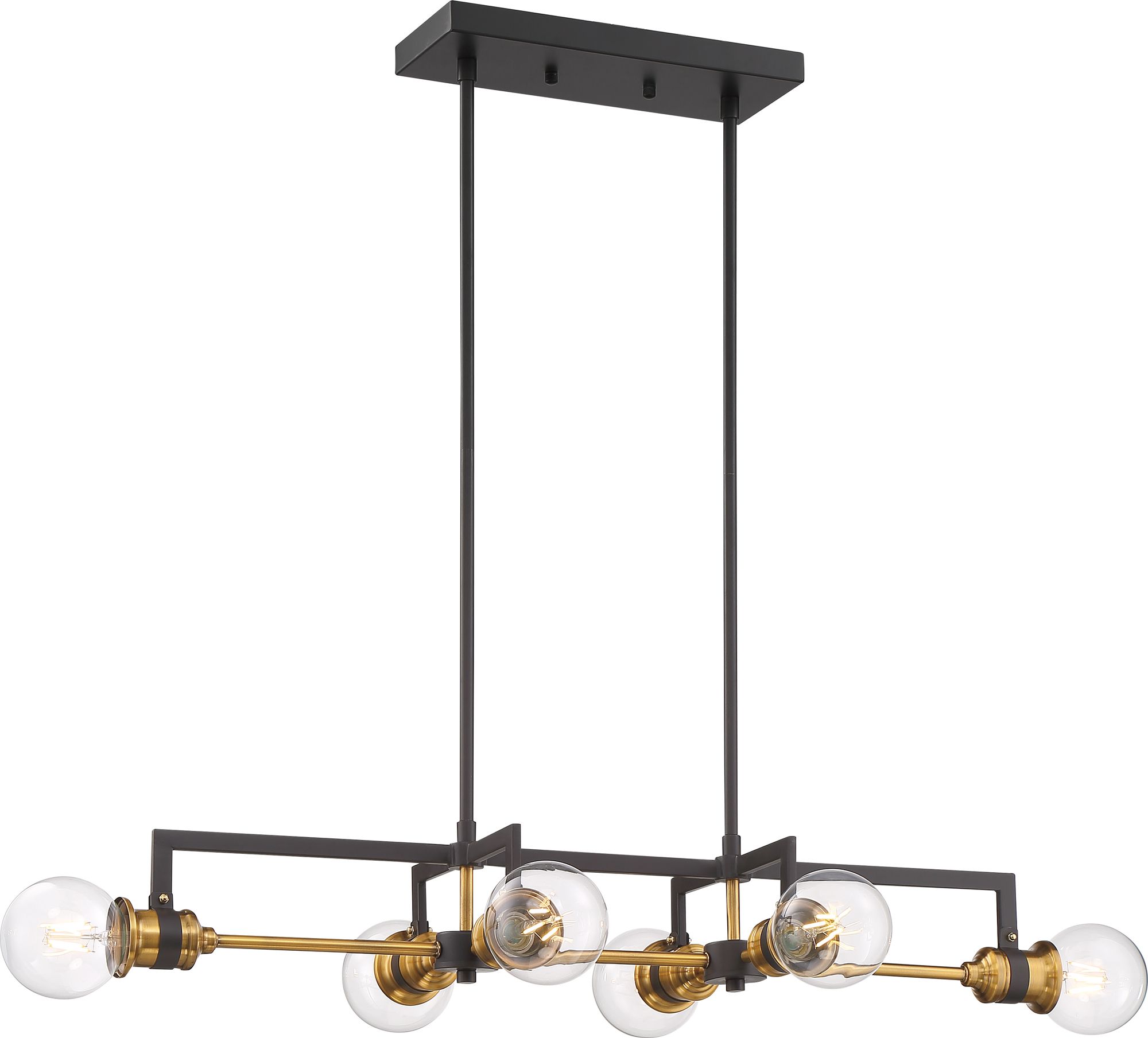 Image 2 Intention; 6 Light; Island Pendant Fixture; Warm Brass and Black Finish more views