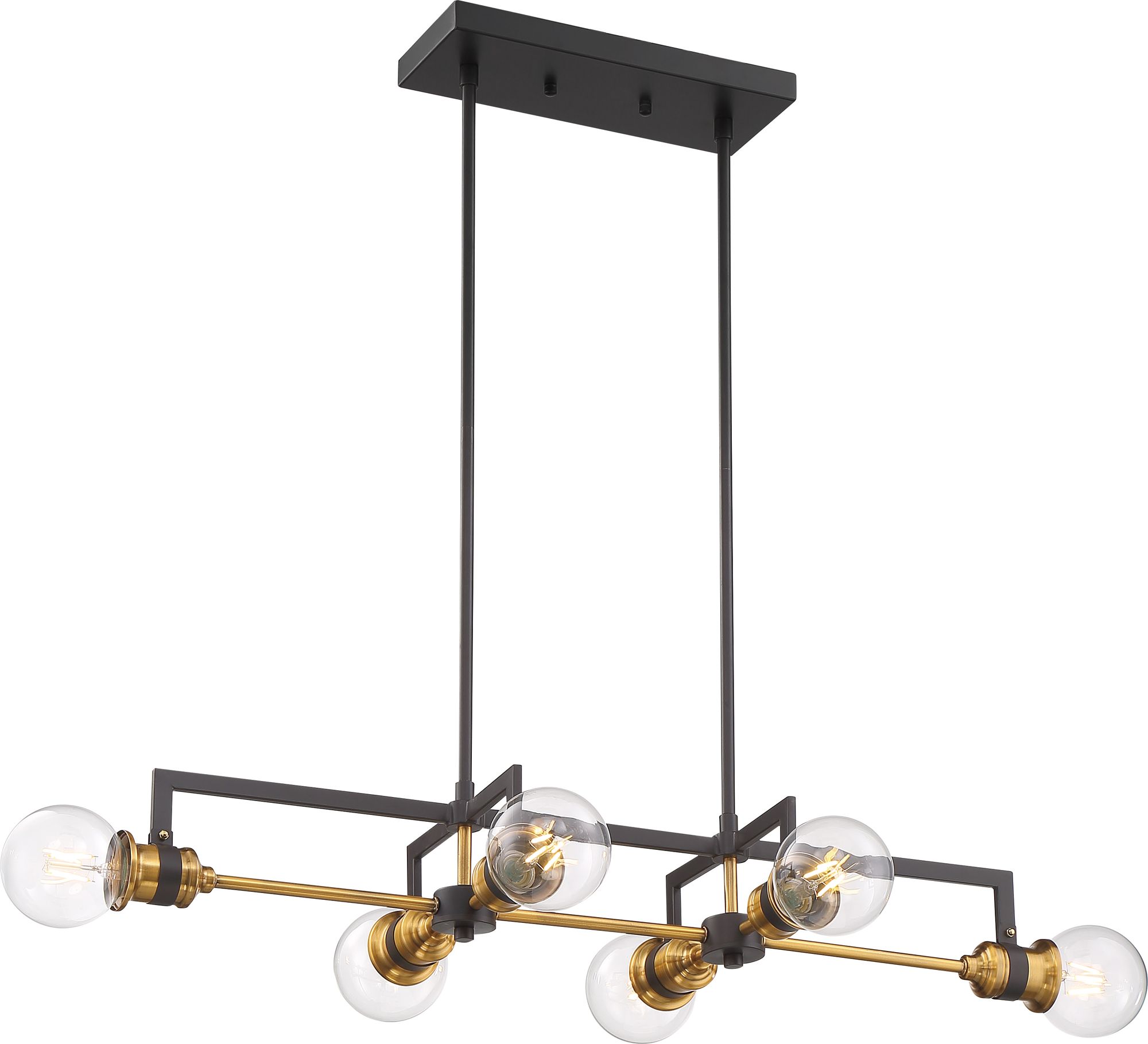 Image 3 Intention; 6 Light; Island Pendant Fixture; Warm Brass and Black Finish more views