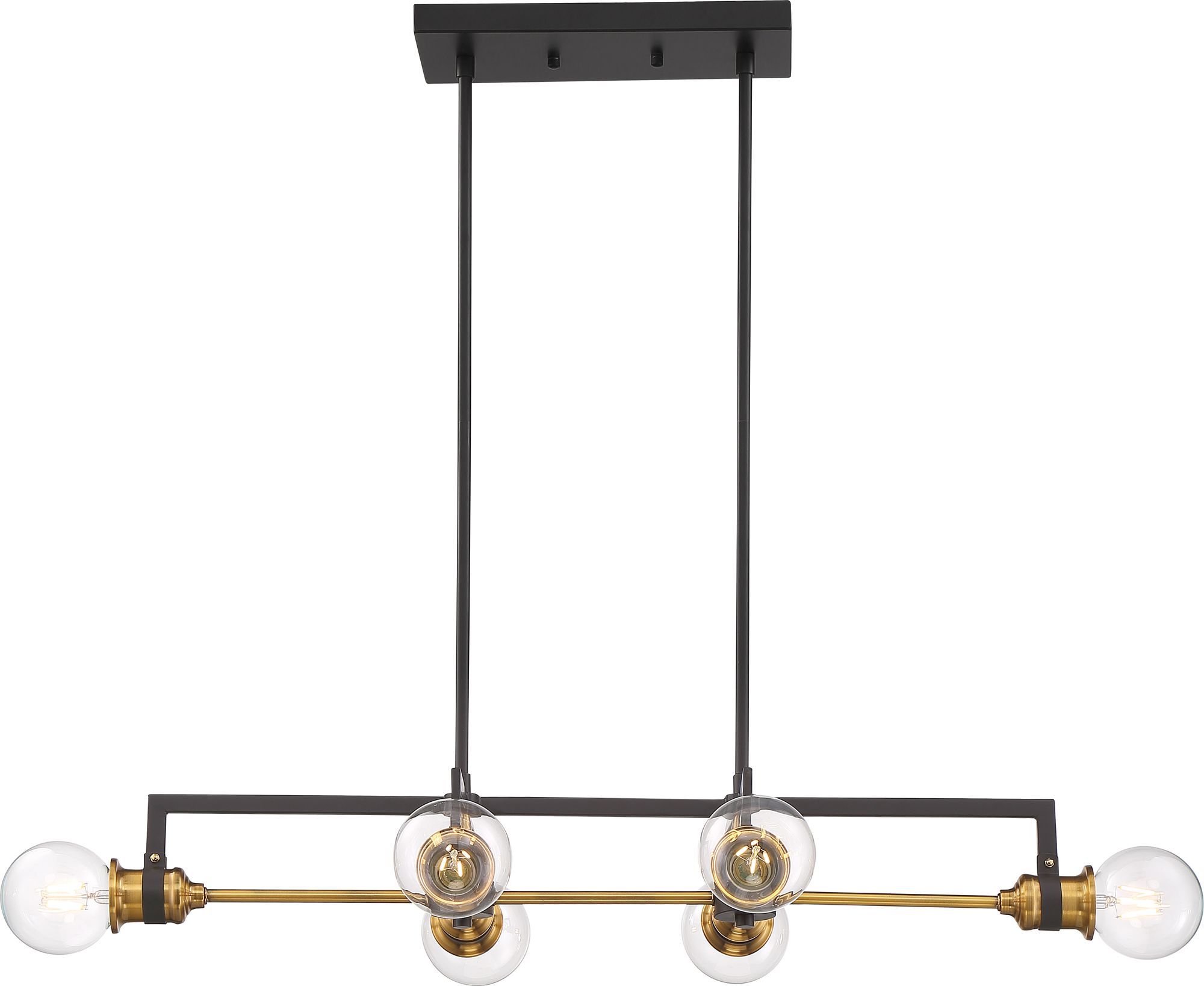 Image 4 Intention; 6 Light; Island Pendant Fixture; Warm Brass and Black Finish more views